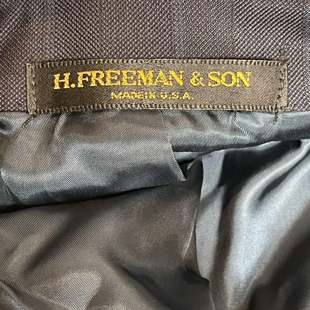 H Freeman‎ & Son Mens Wool Pinstripe Blazer Charcoal 3-Button Sport Coat USA 44R